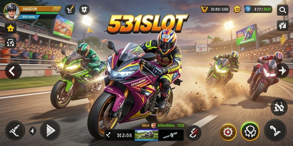 Tampilan menarik dari gameplay 531SLOT dalam balapan motor.