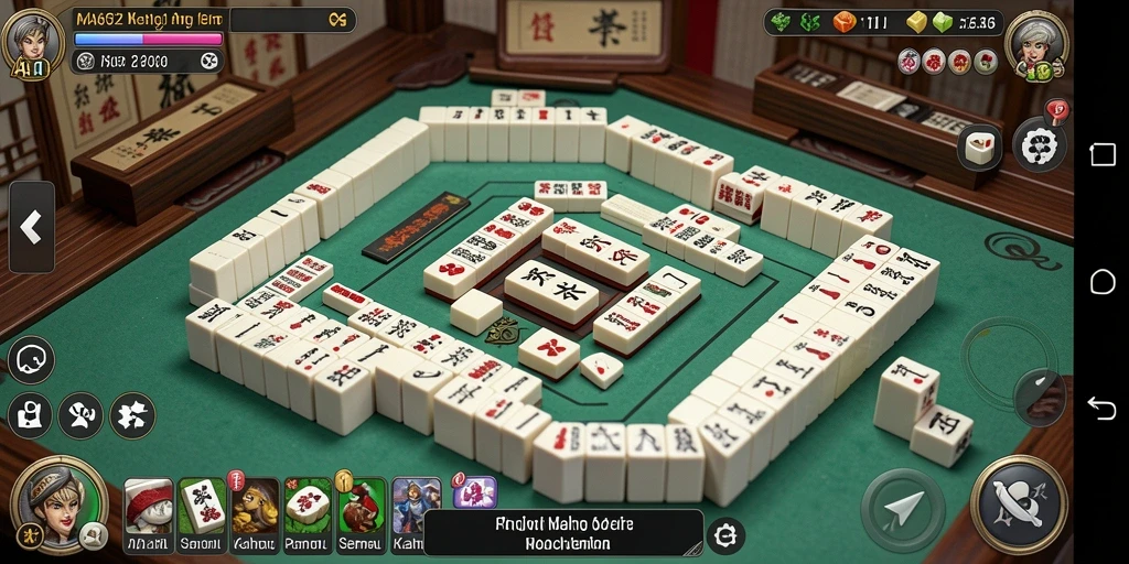 Tampilan gameplay menarik dari AA62 dengan ubin Mahjong yang beragam.