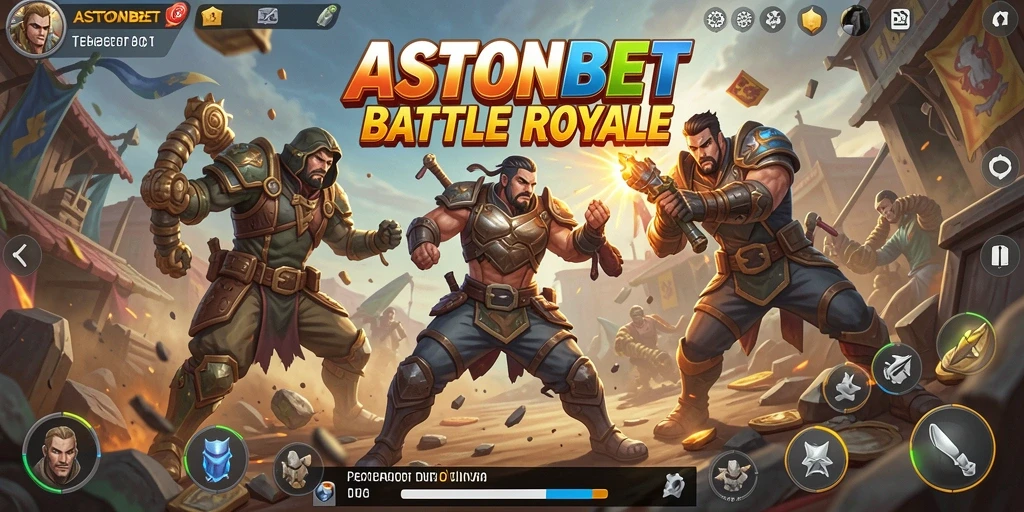 Tampilan gameplay seru dalam ASTONBET saat pertempuran Battle Royale.