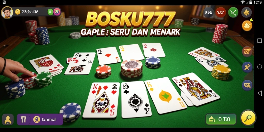 Tampilan gameplay seru dalam BOSKU777 yang menghadirkan keseruan bermain gaple.