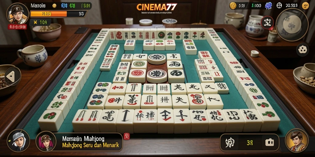 Screenshot CINEMA77 menampilkan gameplay Mahjong yang seru dan interaktif.