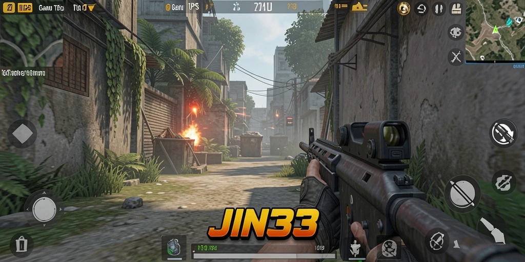 Tangkapan layar JIN33 menampilkan aksi seru dalam permainan TPS.