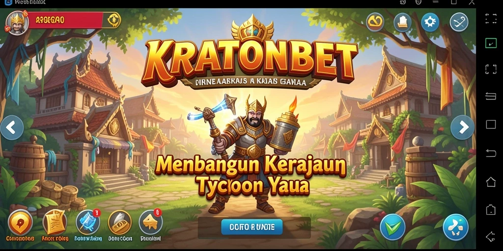 Screenshot gameplay KRATONBET menampilkan pembangunan kerajaan Tycoon.
