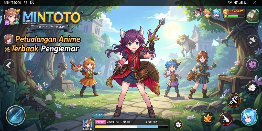 Tampilan gameplay seru dari MINTOTO dengan karakter anime.