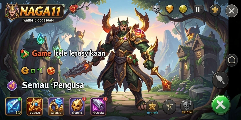 Screenshot utama NAGA11 menampilkan pengalaman gameplay Idle yang menyenangkan.