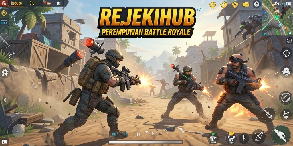 Gameplay seru di REJEKIHUB, pertarungan intens di medan perang Battle Royale.