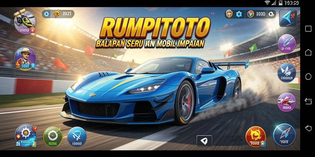 Gameplay intens RUMPITOTO di lintasan balap.