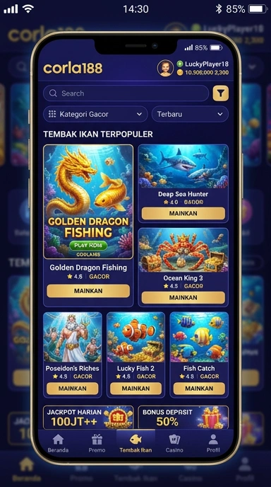 Tampilan antarmuka corla188 yang simpel dan modern.